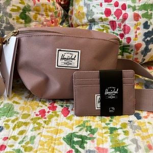 Rose Herschel Belt Bag with Card Holder NWT